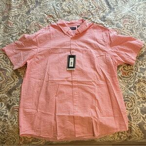 NWT Roundtree & Yorke Pink Coral Checkered Casual Shirt